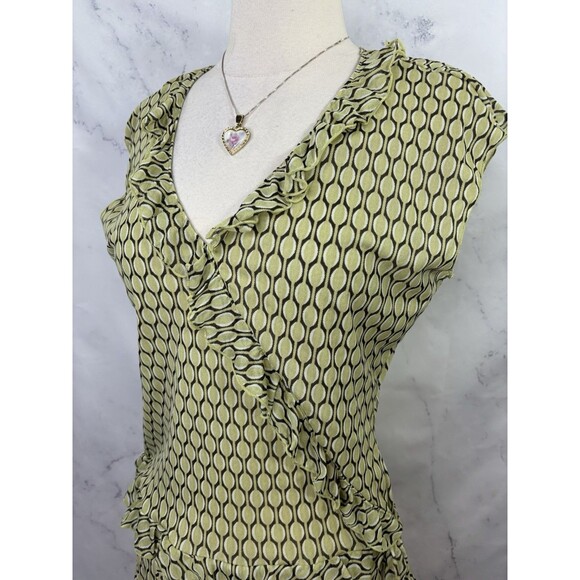 Vtg Y2K Babydoll Top Sz L Mesh Whimsigoth Fairy Grunge Indie Sleaze Green Ruffle - Picture 12 of 15